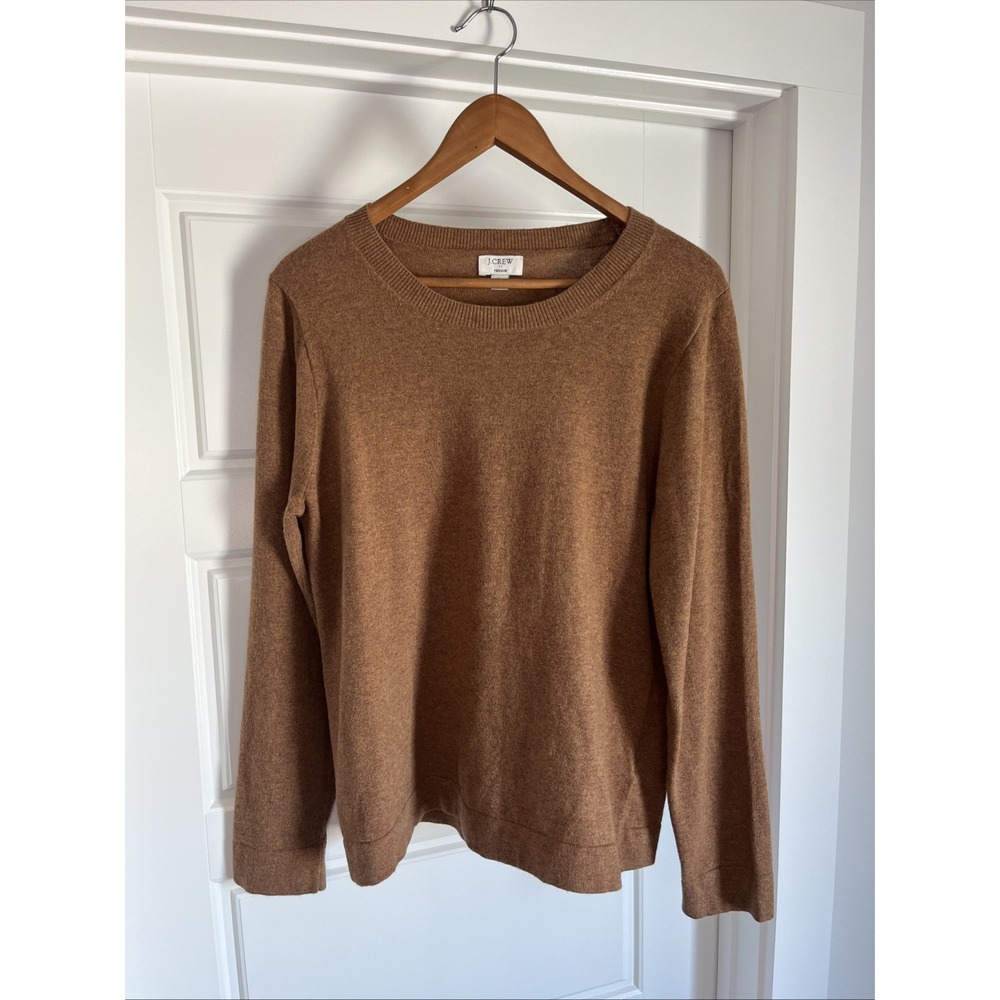 J.Crew Teddie Sweater Women L Rust Heather Cotton Wool Crewneck Teacher Fall